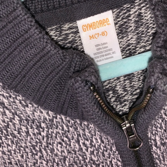 GYMBOREE ZIP CARDIGAN SWEATER JACKET COTTON GRAY WHITE LONG-SLEEVE TOP SHIRT 7-8 - Picture 11 of 11